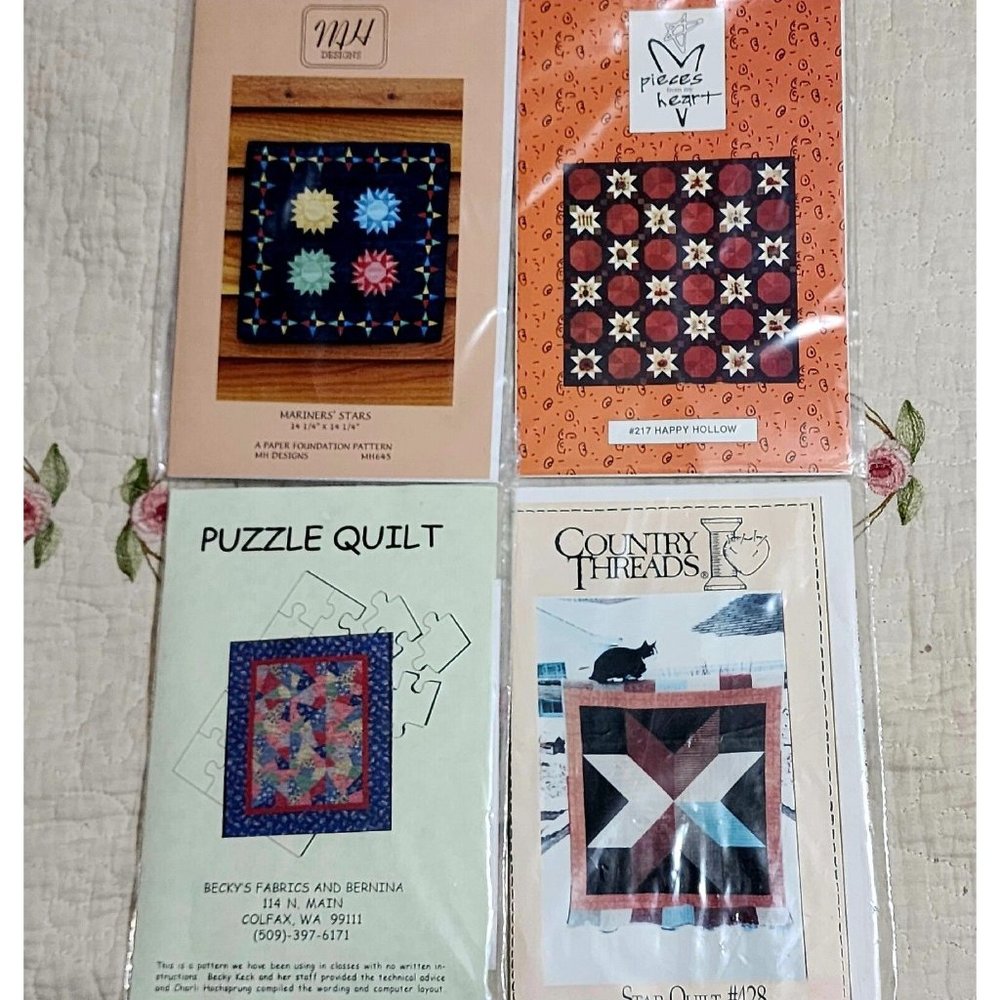 Variety Lot of 4 Quilt Patterns Mixed Templates